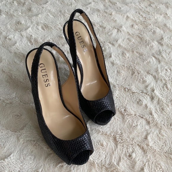 {SOLD} GUESS Slingback Peep-Toe Stiletto Heels - Picture 6 of 16